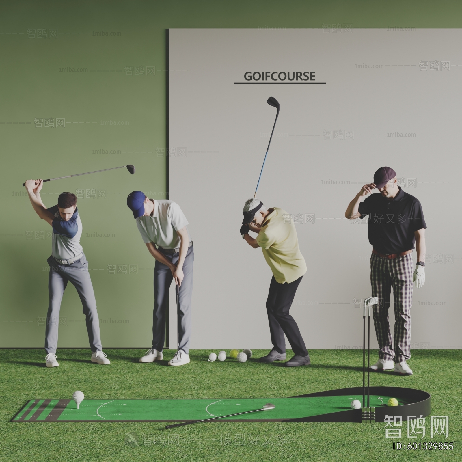 现代打高尔夫球男人3D模型下载