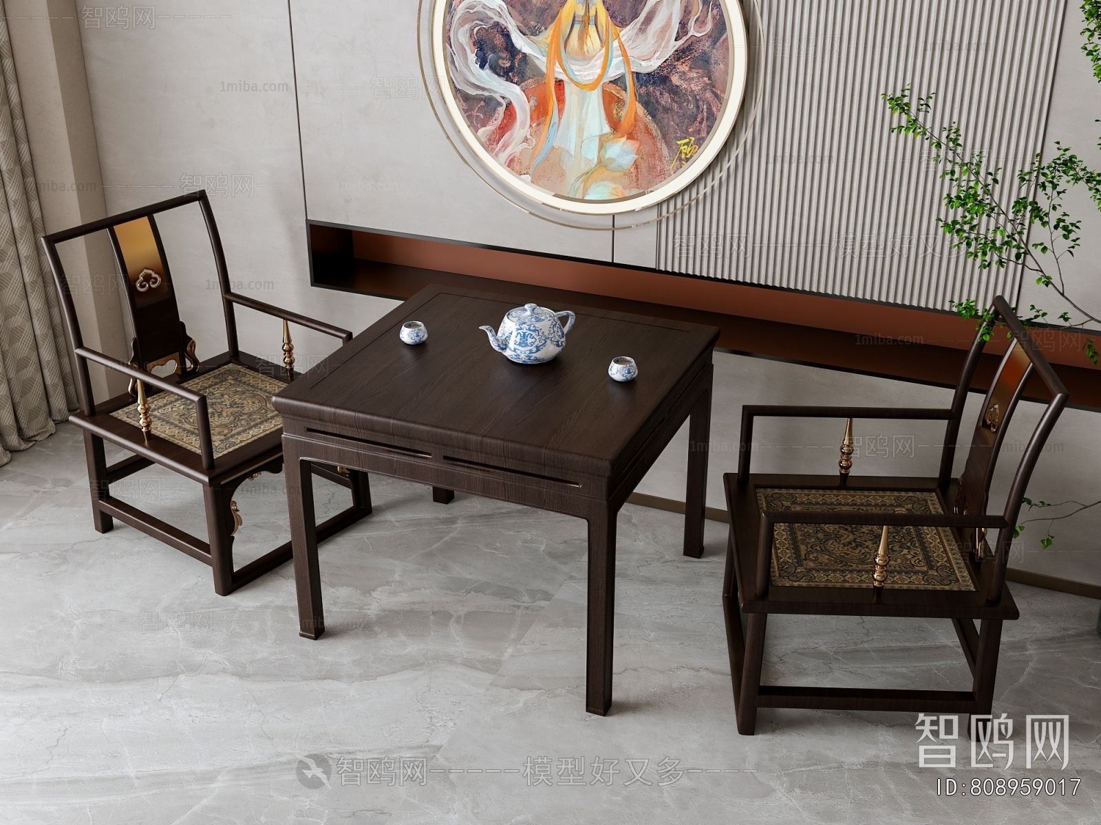 中式茶桌椅组合