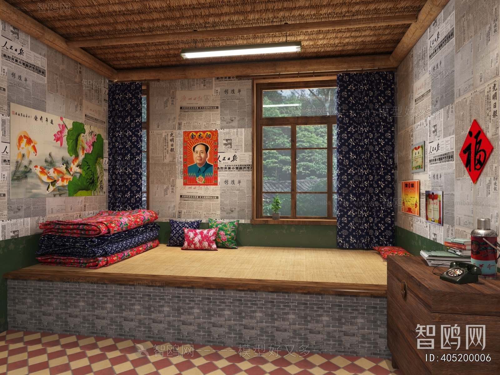 Country Style Retro Style Bedroom