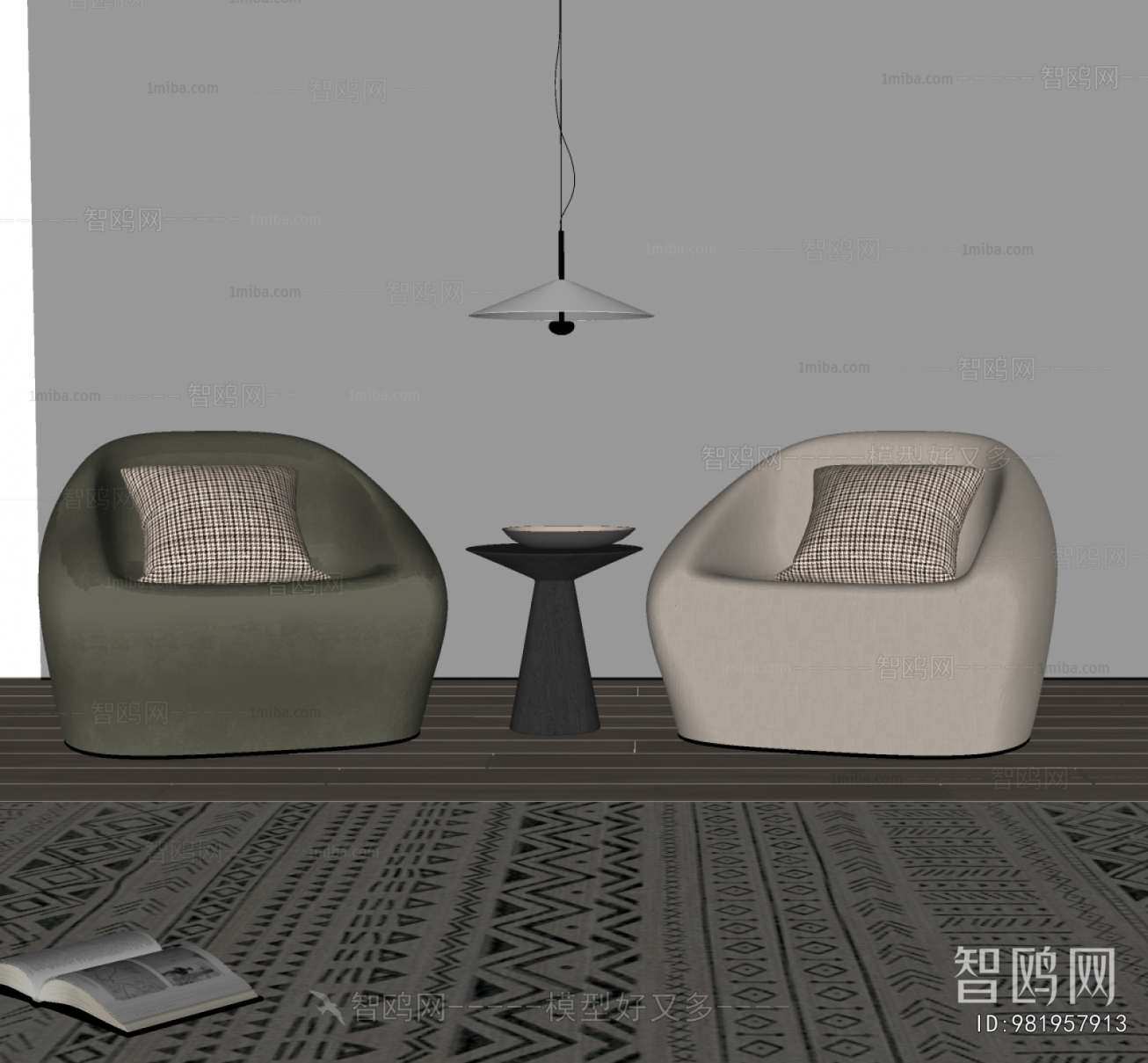 Pierre 现代单人沙发3D模型下载