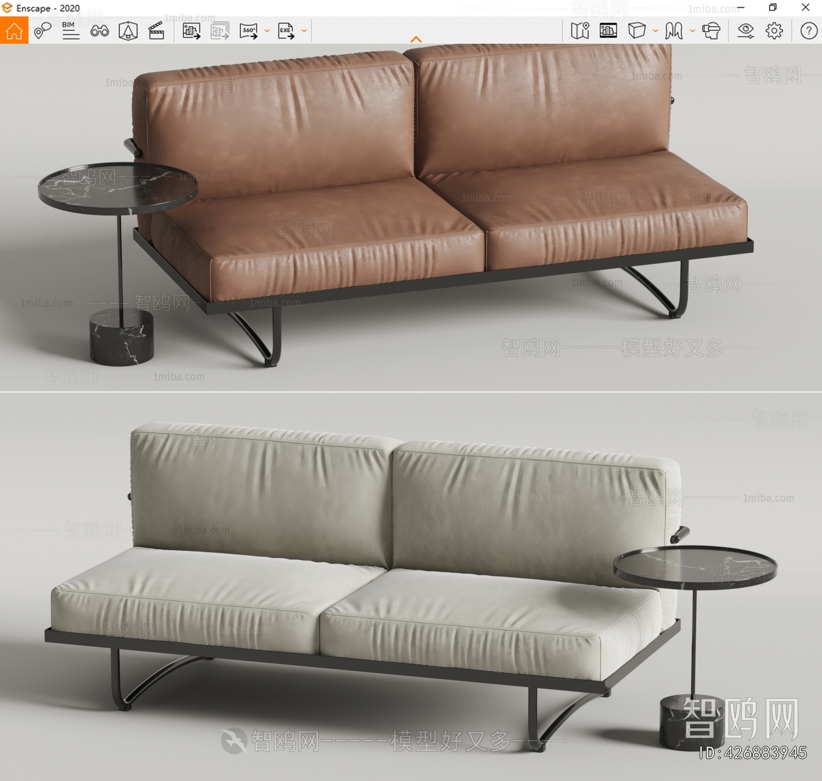 Asiades 现代双人沙发3D模型下载