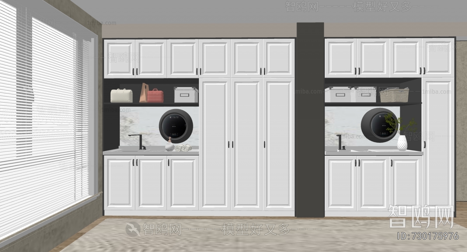 现代洗衣机柜组合