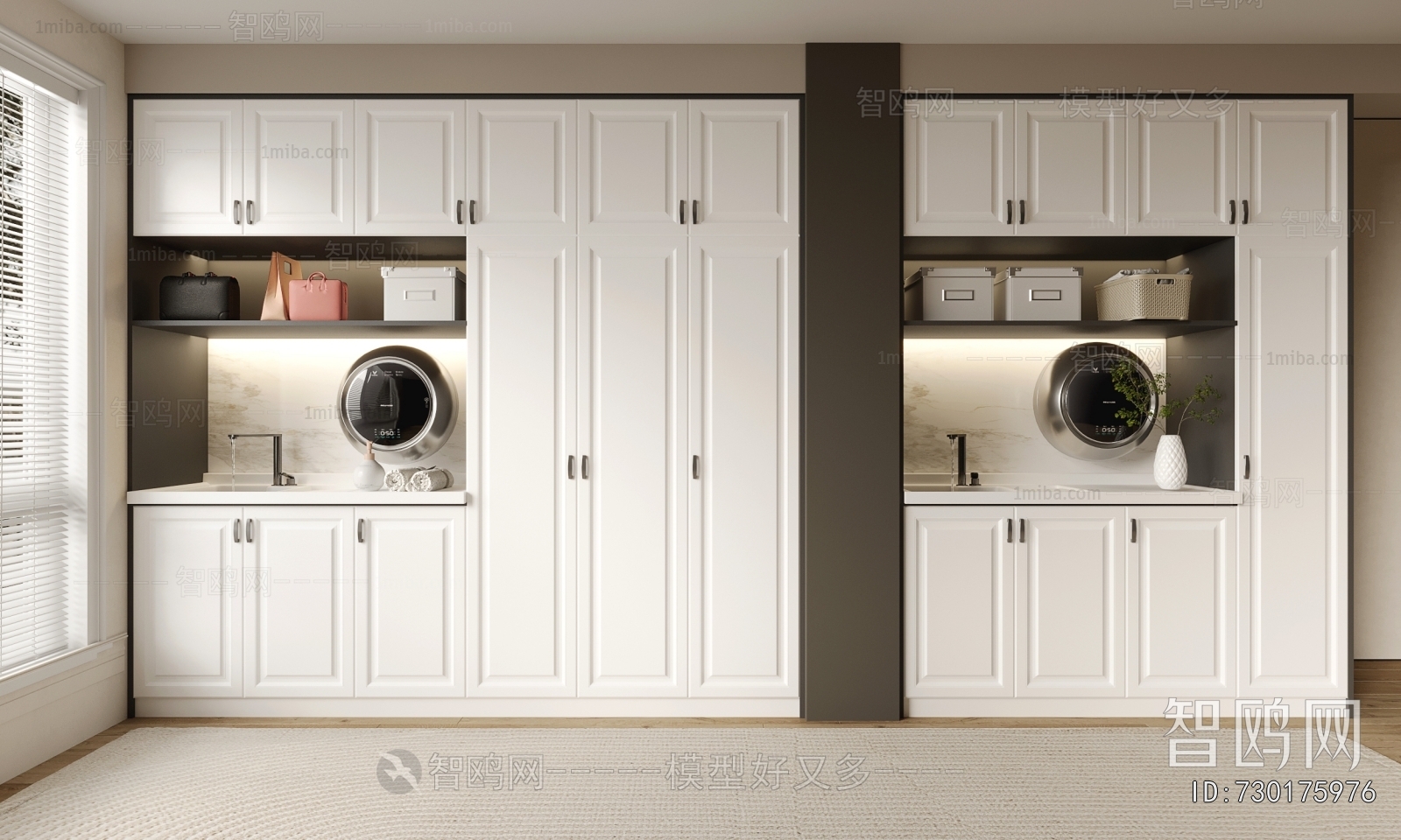现代洗衣机柜组合