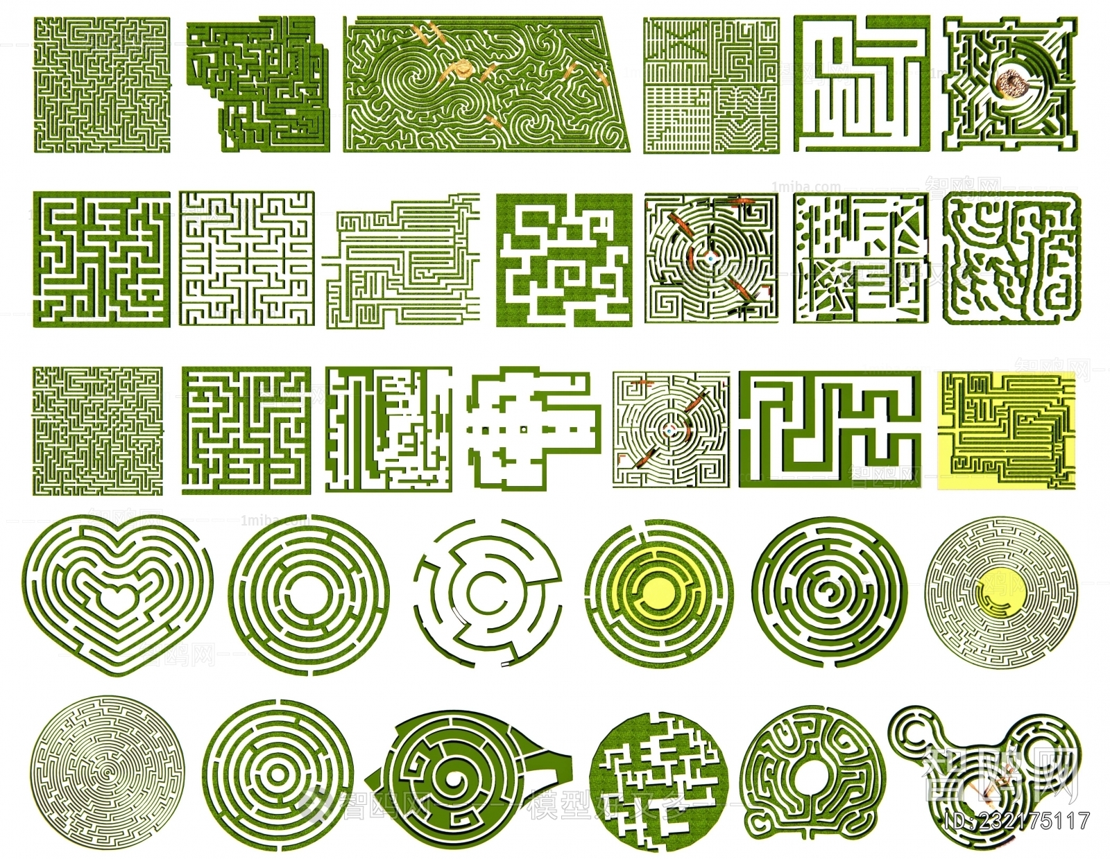 现代植物绿篱迷宫3D模型下载