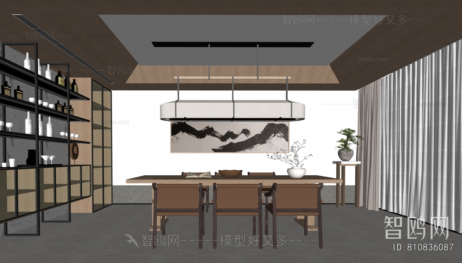 中古风餐厅3D模型下载