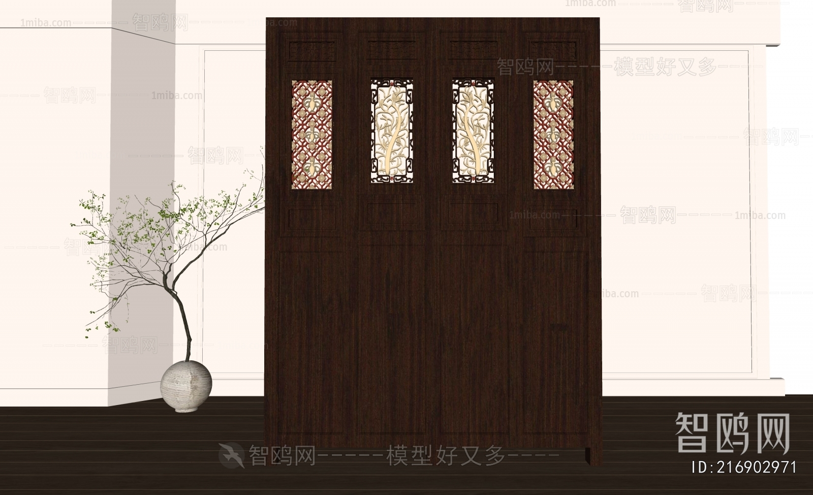 New Chinese Style Wooden Screen Partition