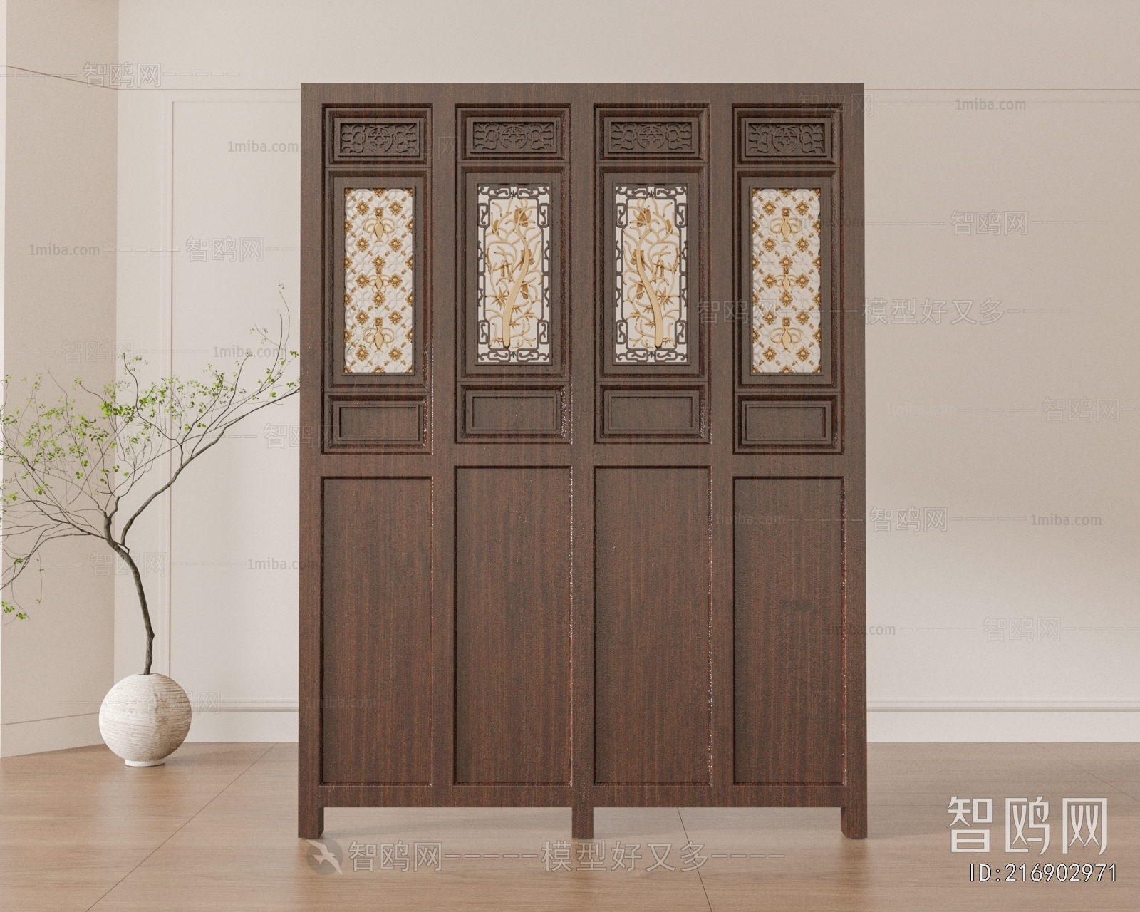 New Chinese Style Wooden Screen Partition