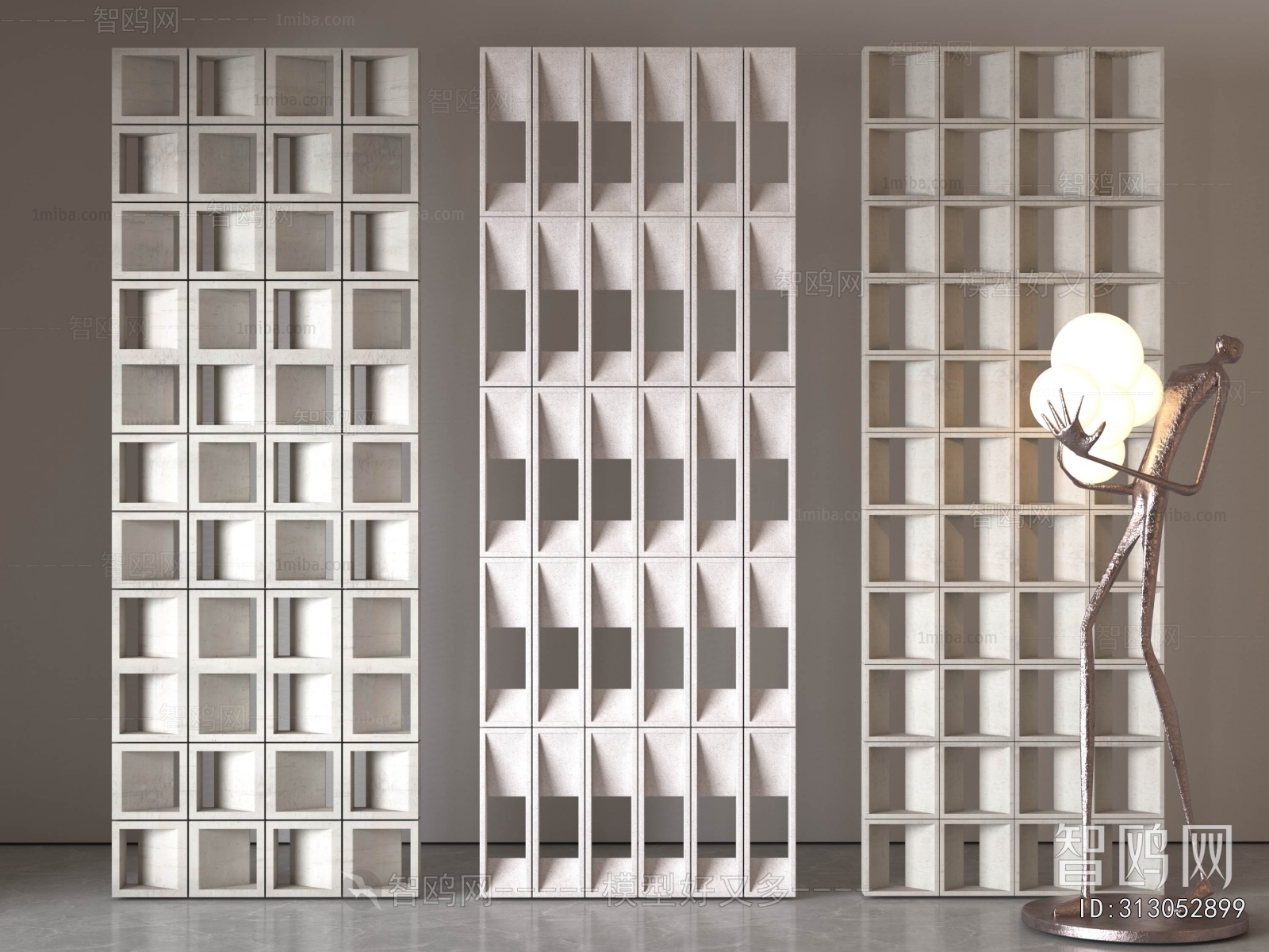 Wabi-sabi Style Cement Brick Screen Partition