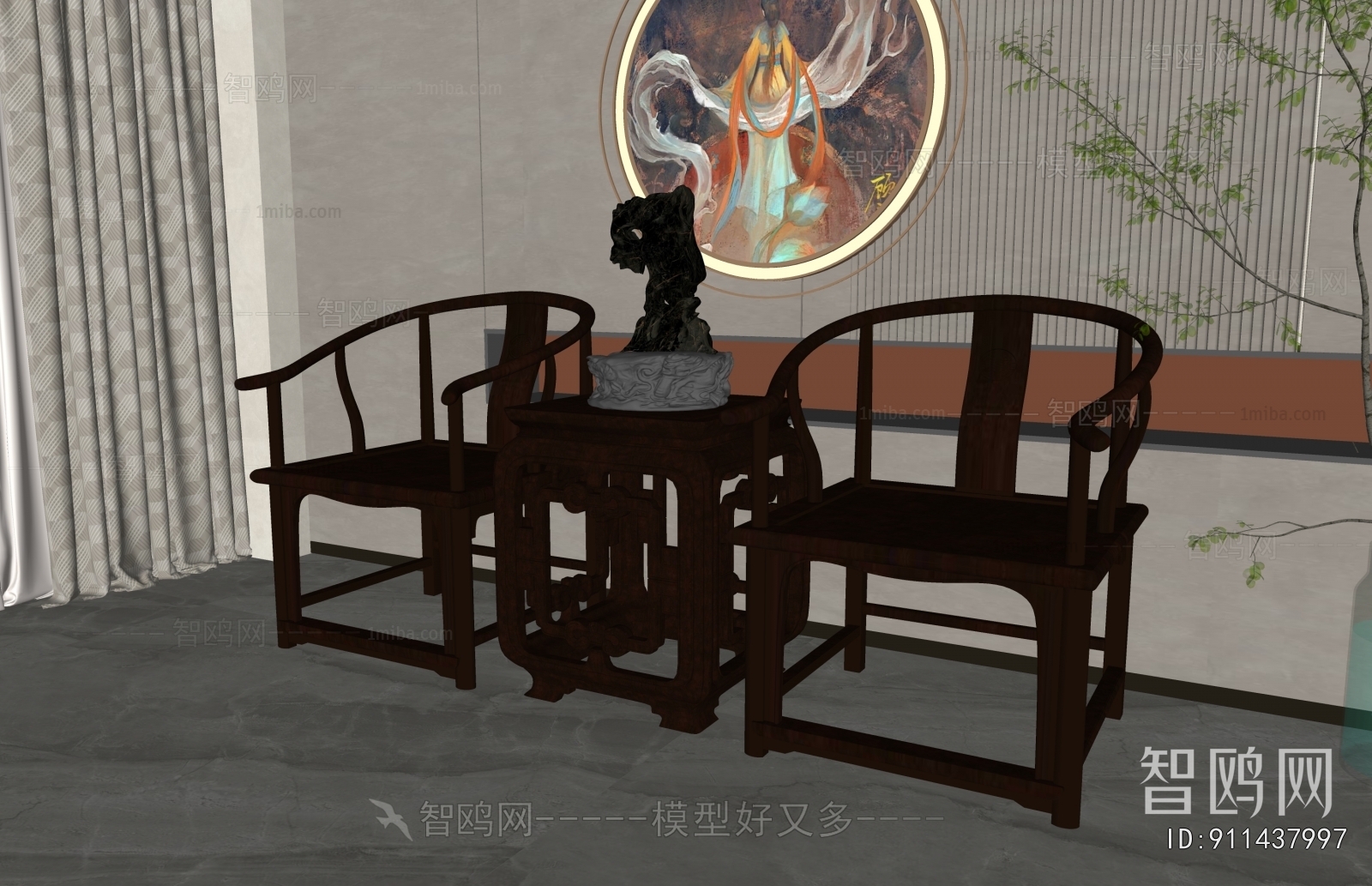 中式休闲桌椅组合