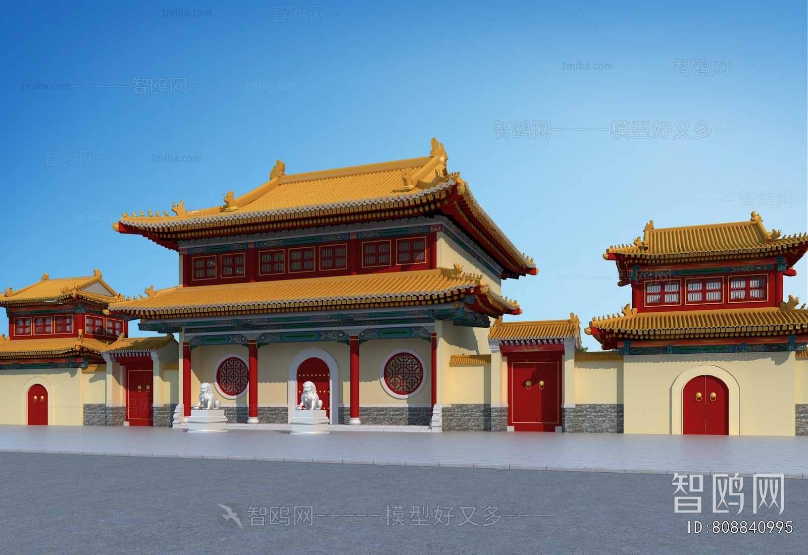 中式古建寺庙大门