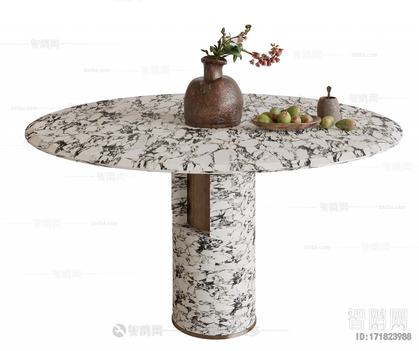 现代中古风圆形餐桌