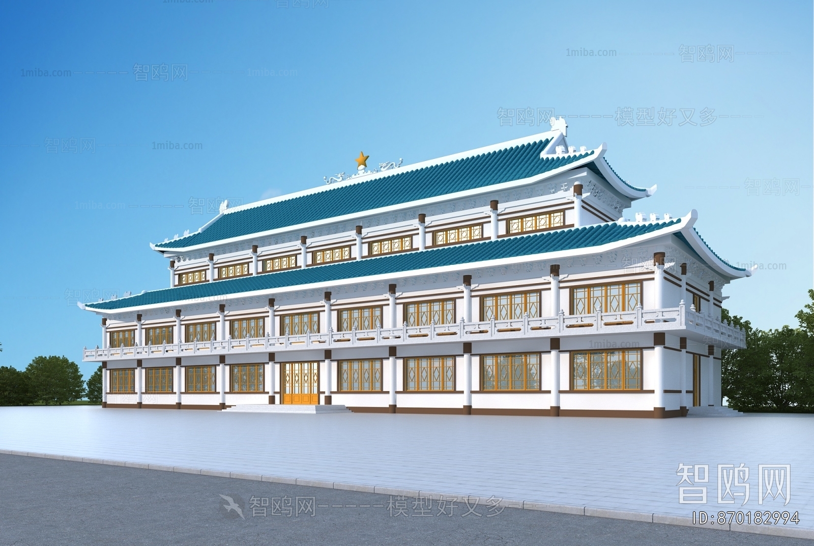 New Chinese Style Appearance Of Commercial Building