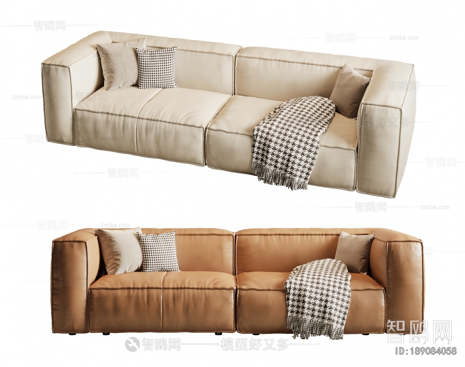 侘寂风双人沙发3D模型下载