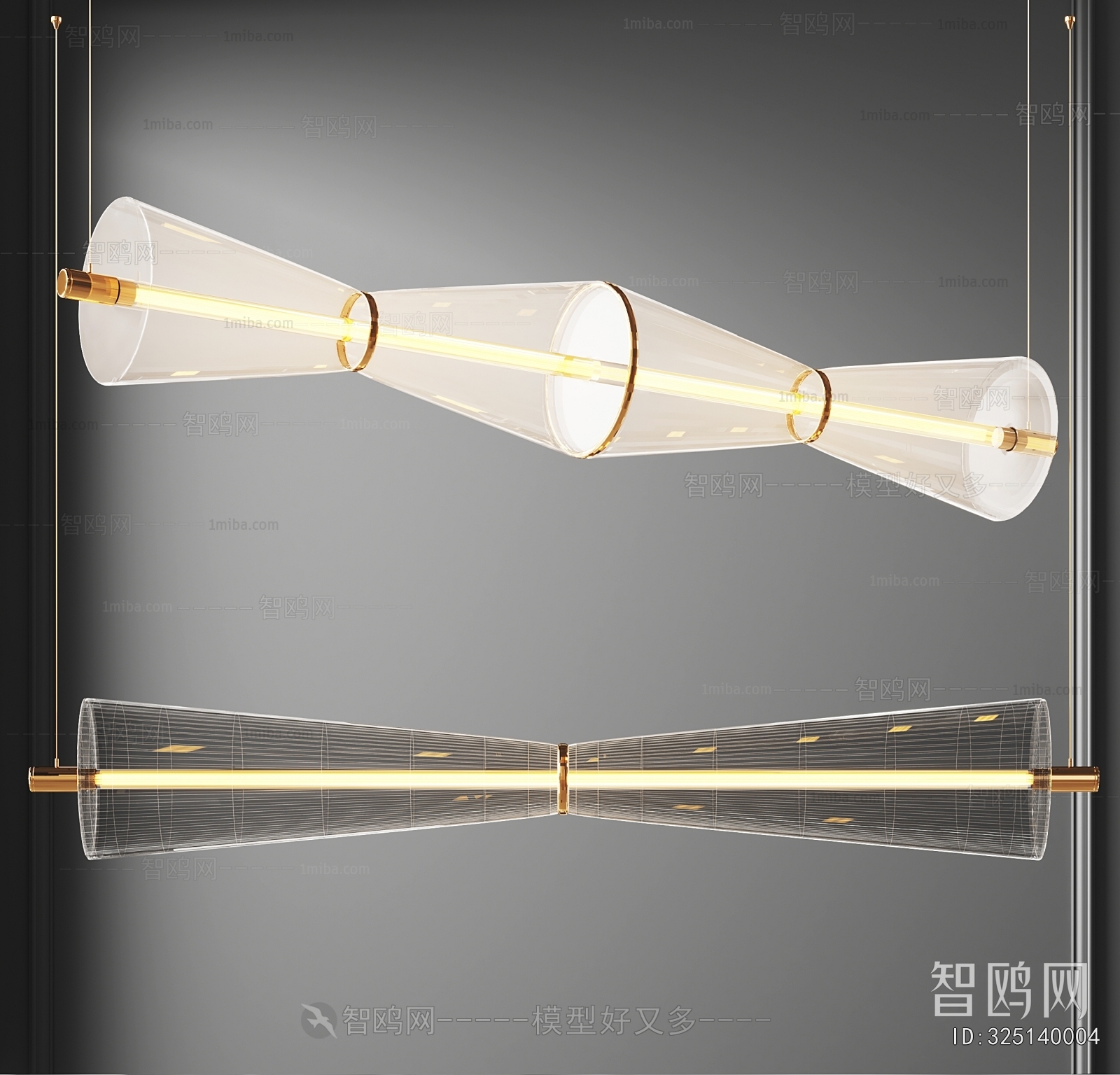 新中式玻璃长吊灯