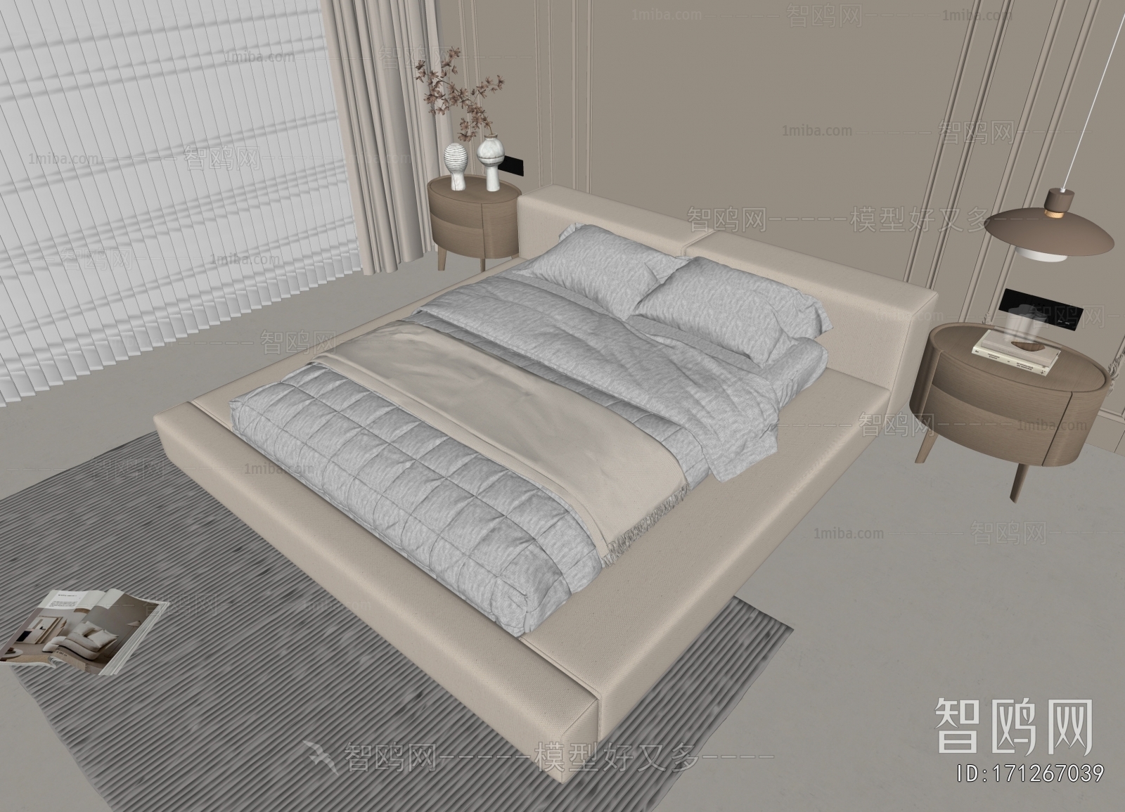 Wabi-sabi Style Double Bed