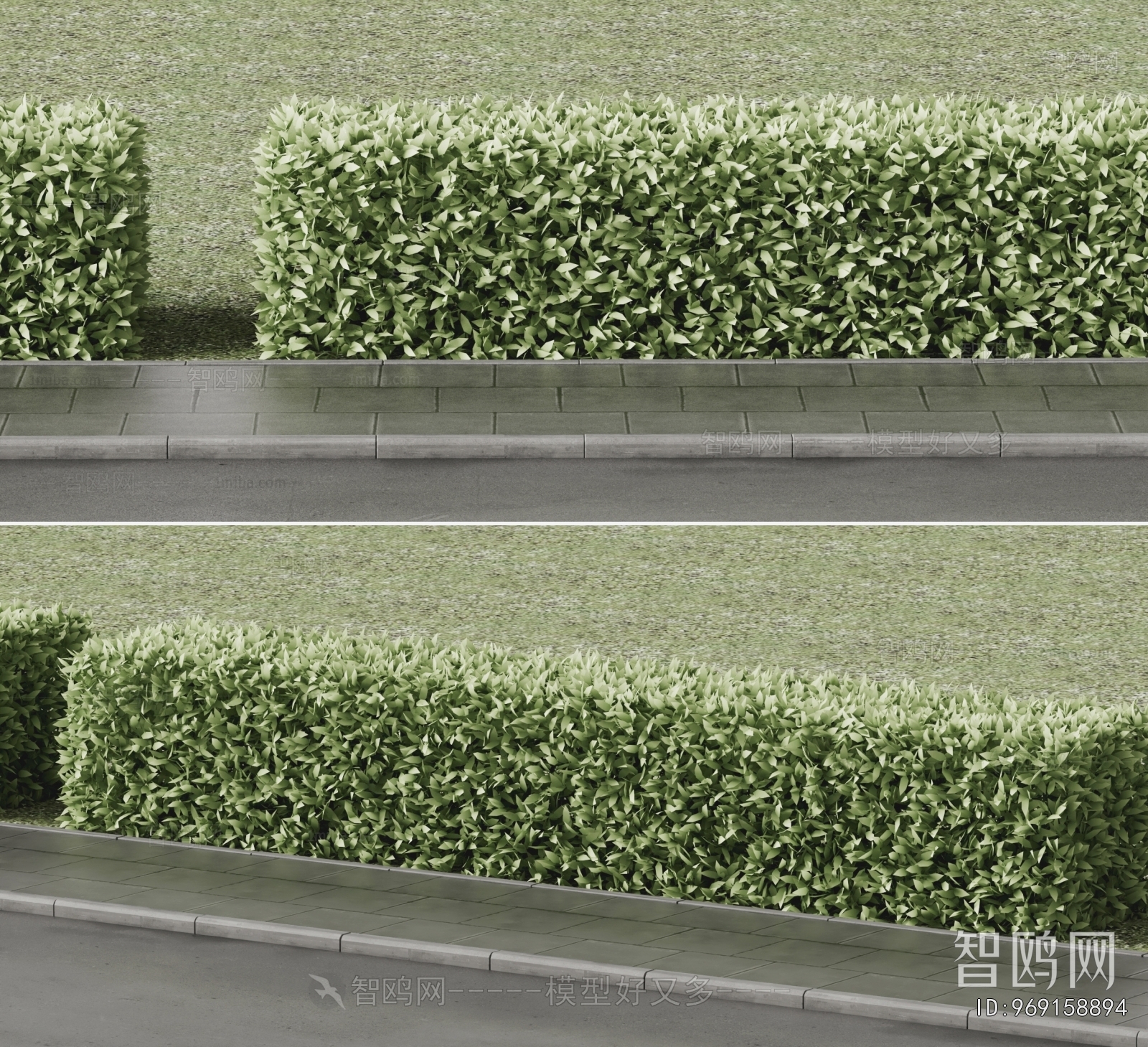现代灌木绿植 草坪3D模型下载