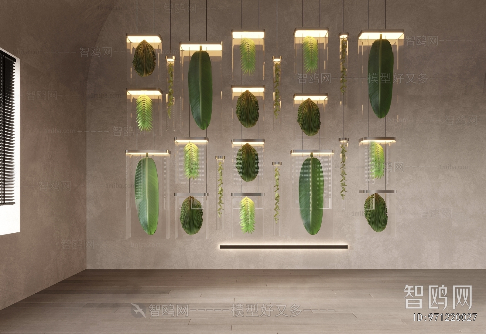 现代绿植玻璃吊灯