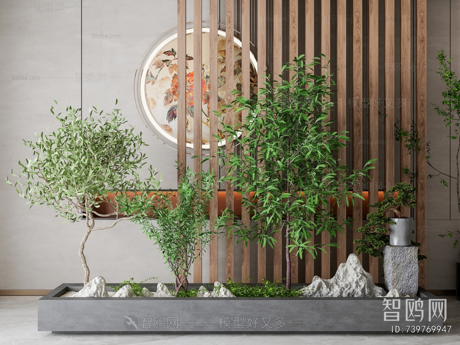 新中式花坛绿植盆景
