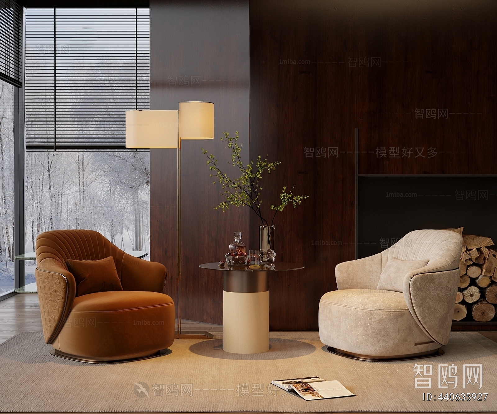Minotti现代单人沙发3D模型下载