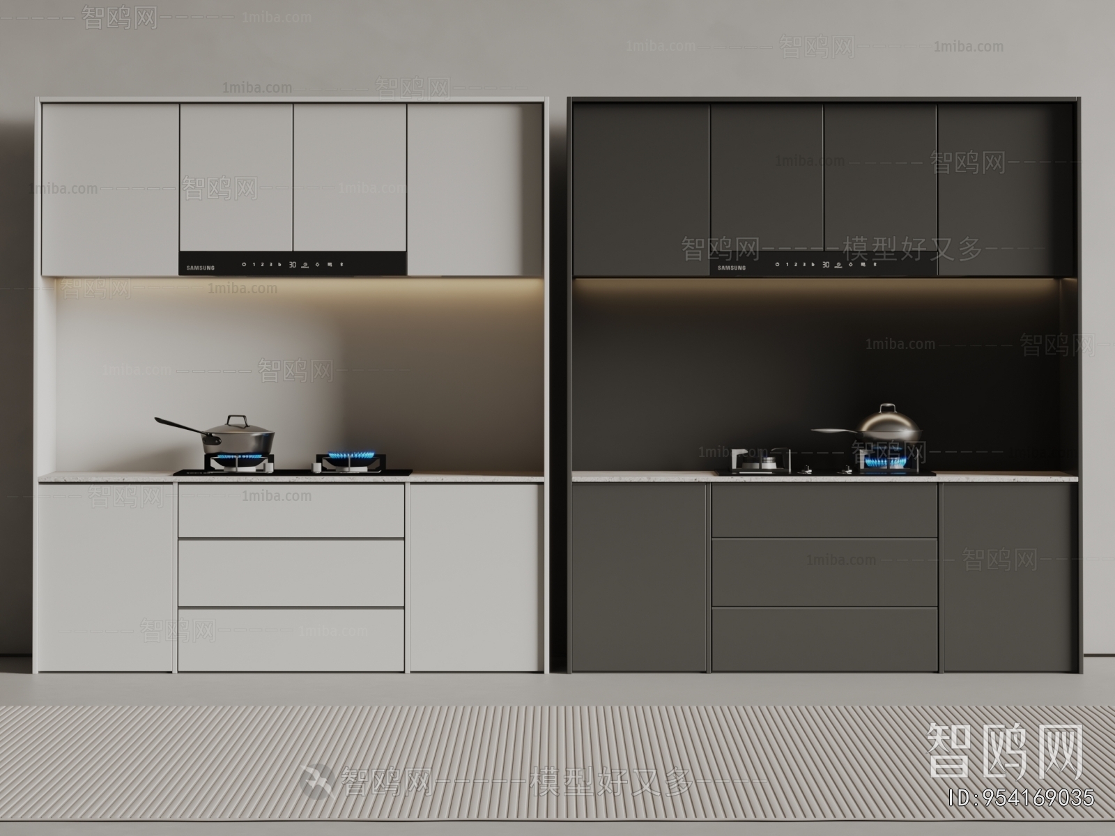现代厨柜3D模型下载