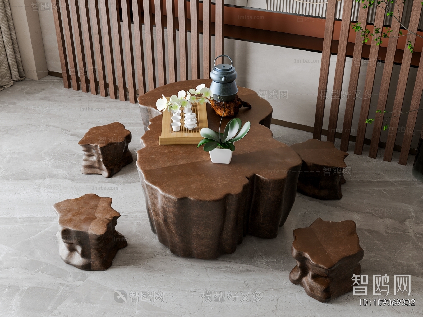 新中式根雕茶桌椅