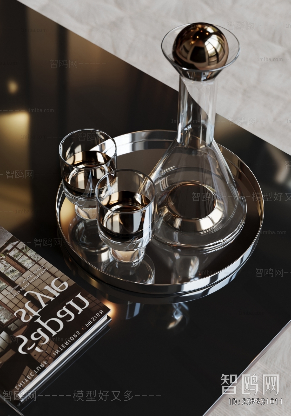 现代玻璃酒具3D模型下载
