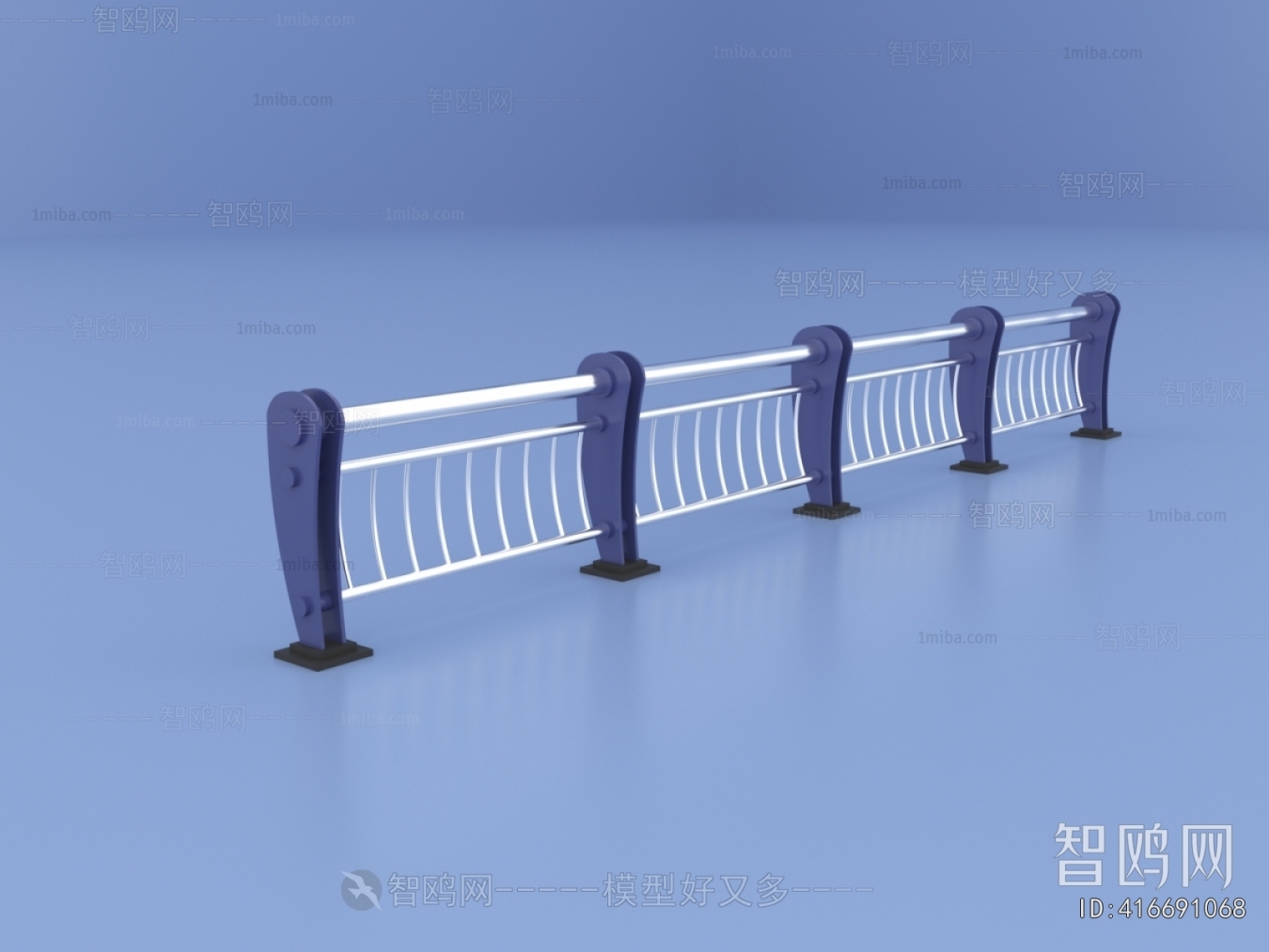 现代防撞栏杆护栏3D模型下载