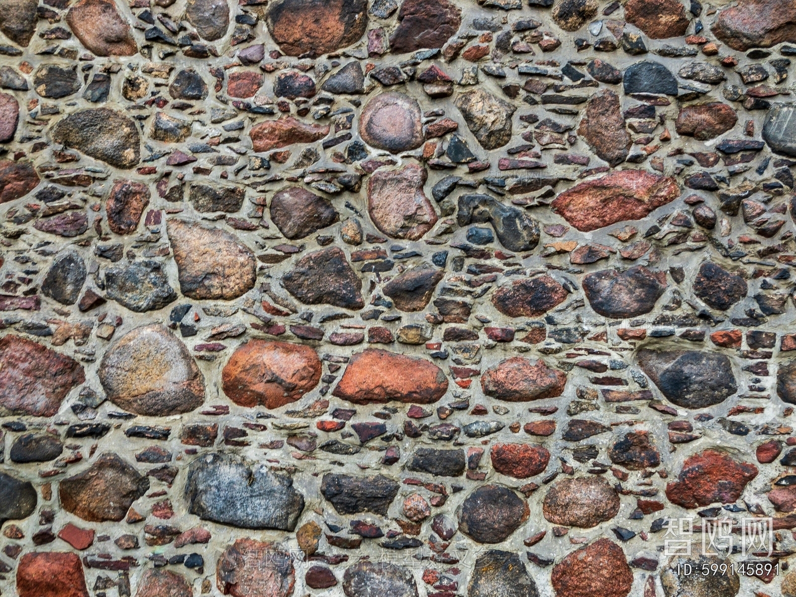 中式卵石地面墙面铺装