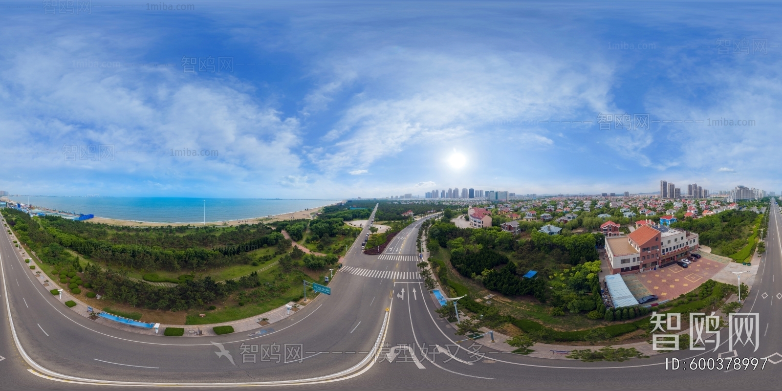 白天城市小区社区全景HDR