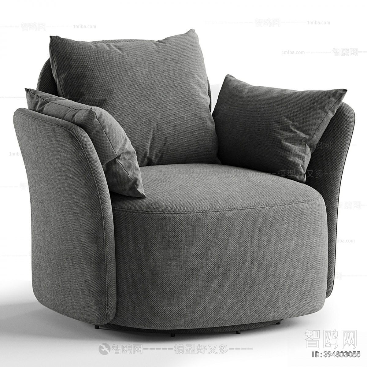 现代布艺单人沙发椅3D模型下载