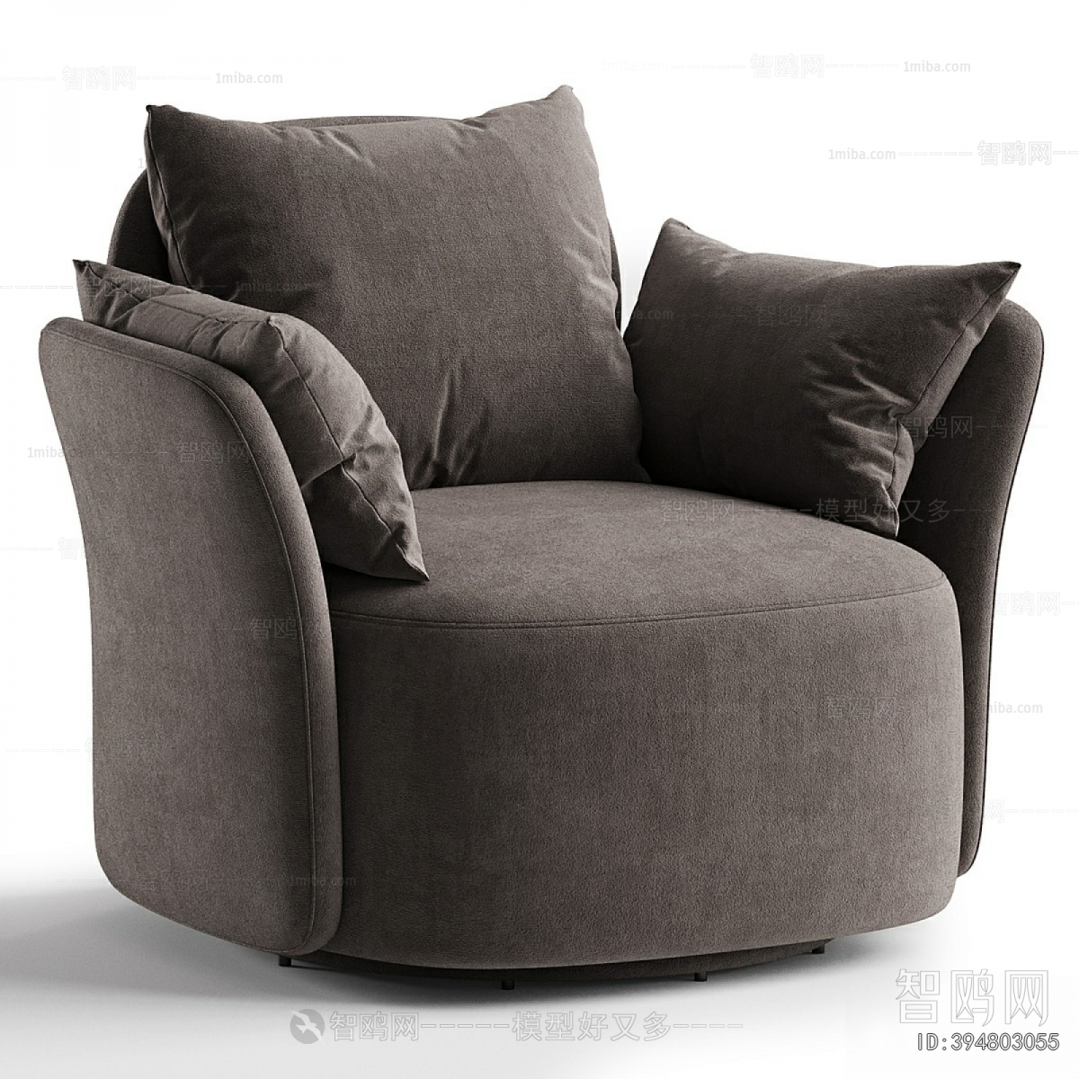 现代布艺单人沙发椅3D模型下载