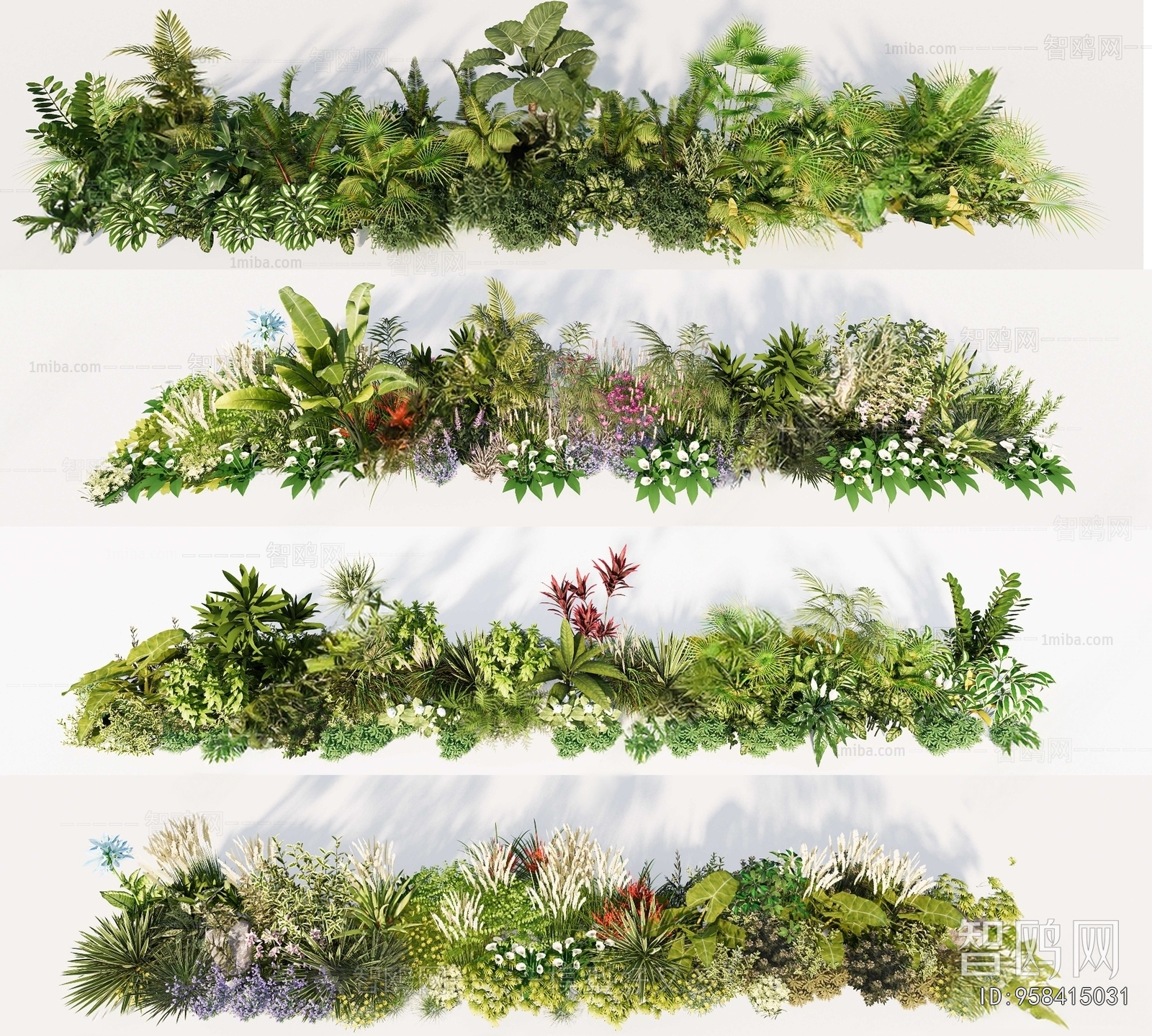 现代植物灌木花丛花卉3D模型下载