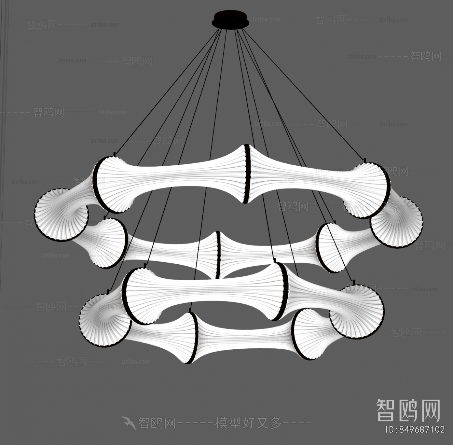 现代竹节环形吊灯