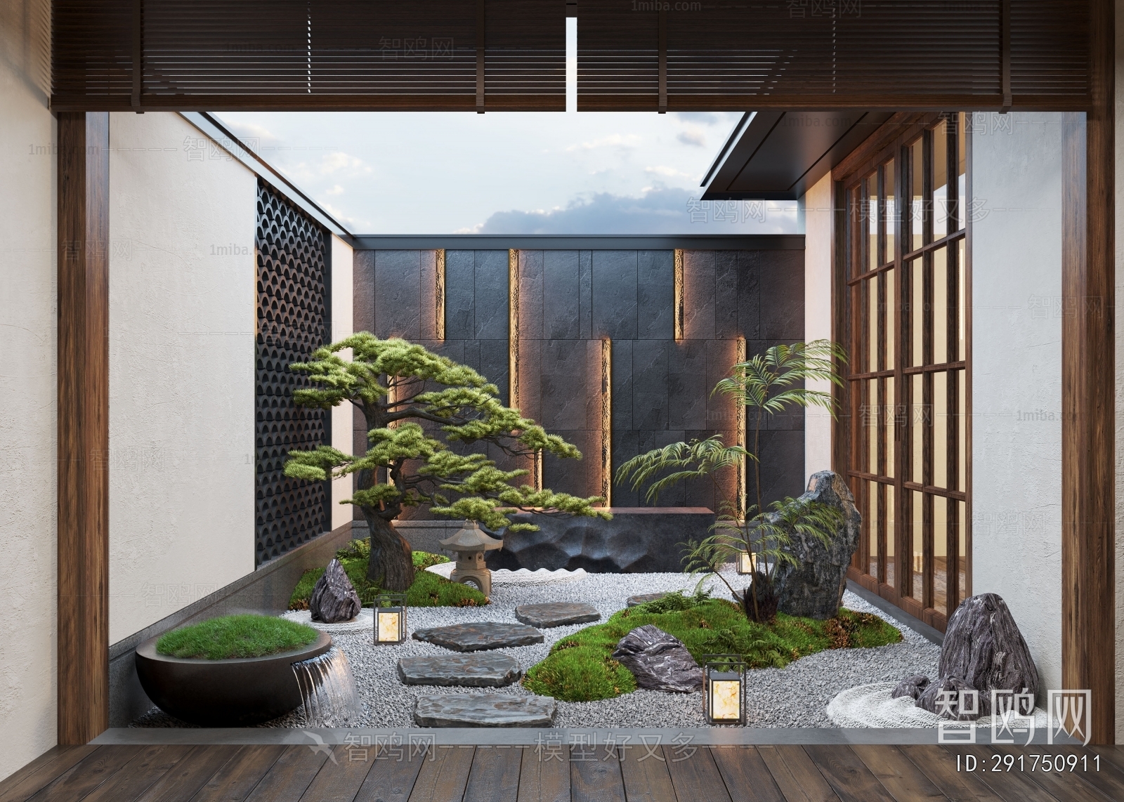 新中式禅意天井庭院景观