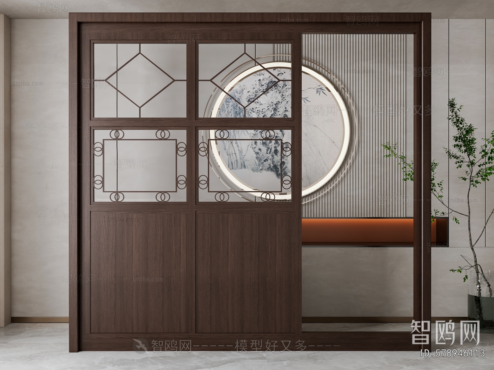 New Chinese Style Wooden Screen Partition