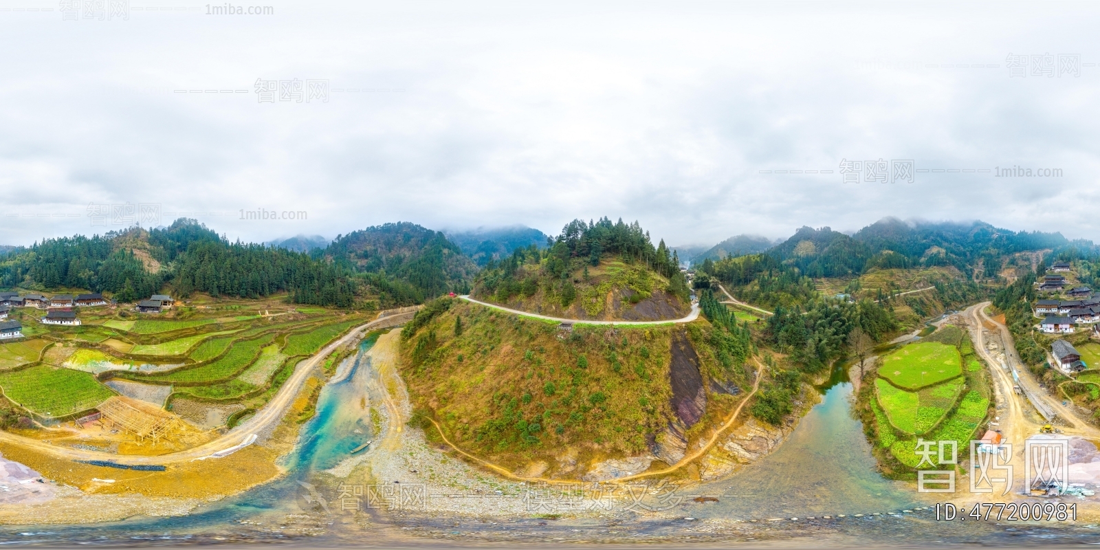 白天乡村绿野户外全景HDR