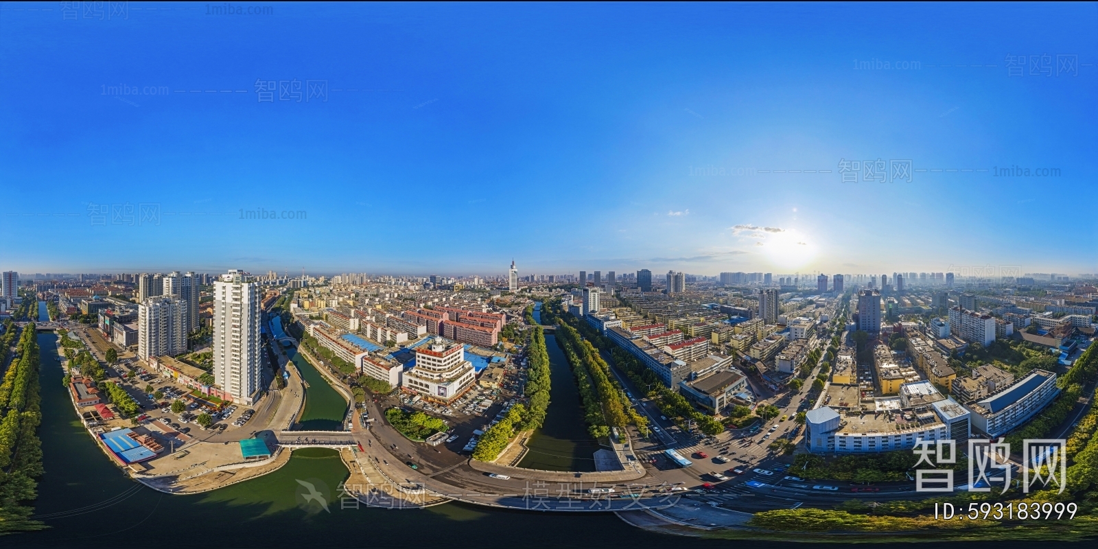 白天城市生态绿化全景HDR