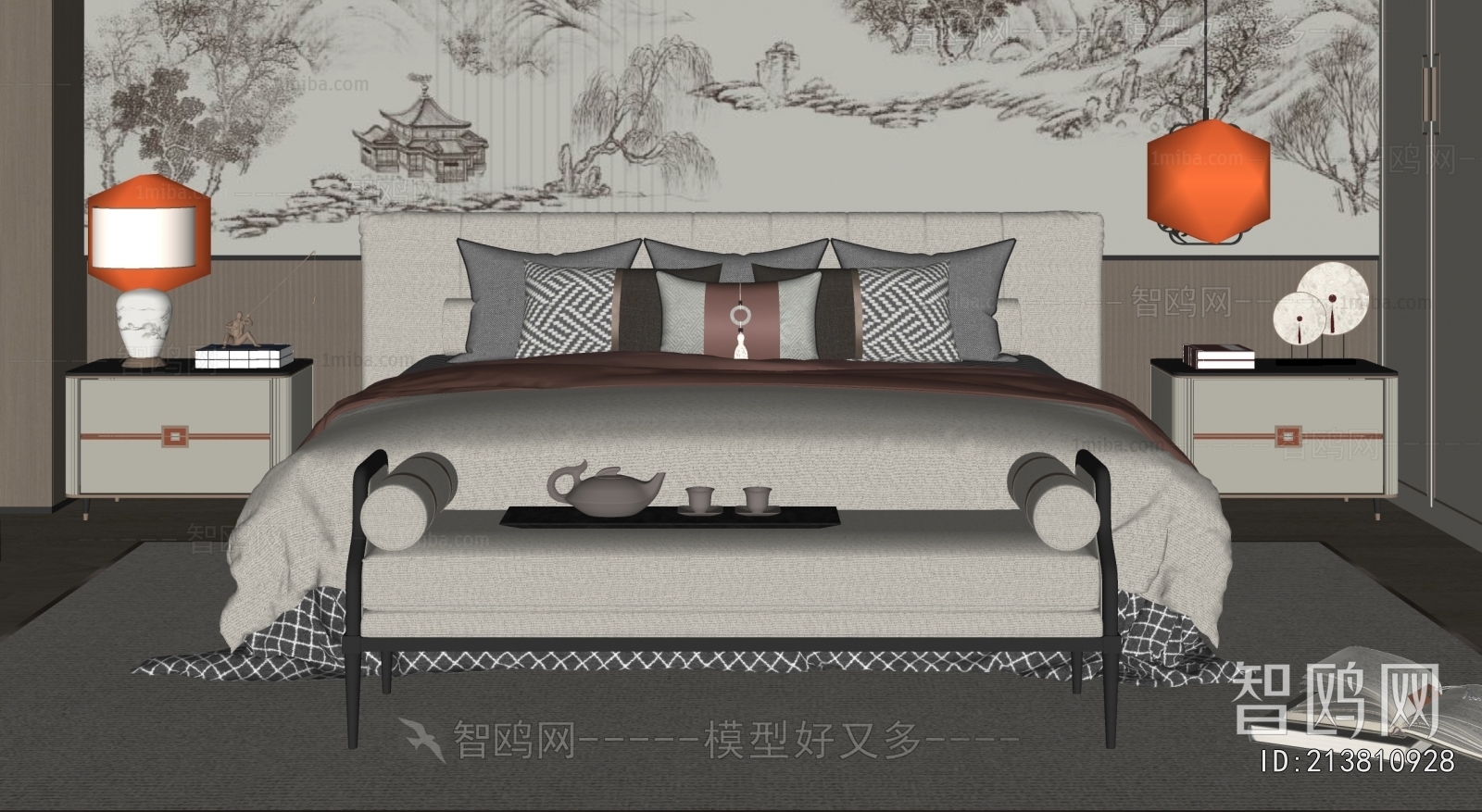 New Chinese Style Double Bed