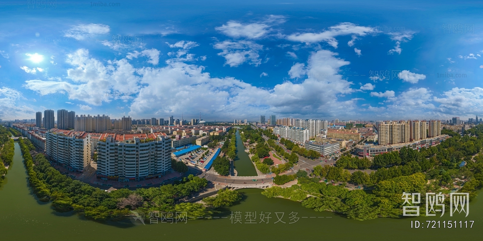 白天城市生态绿化全景HDR