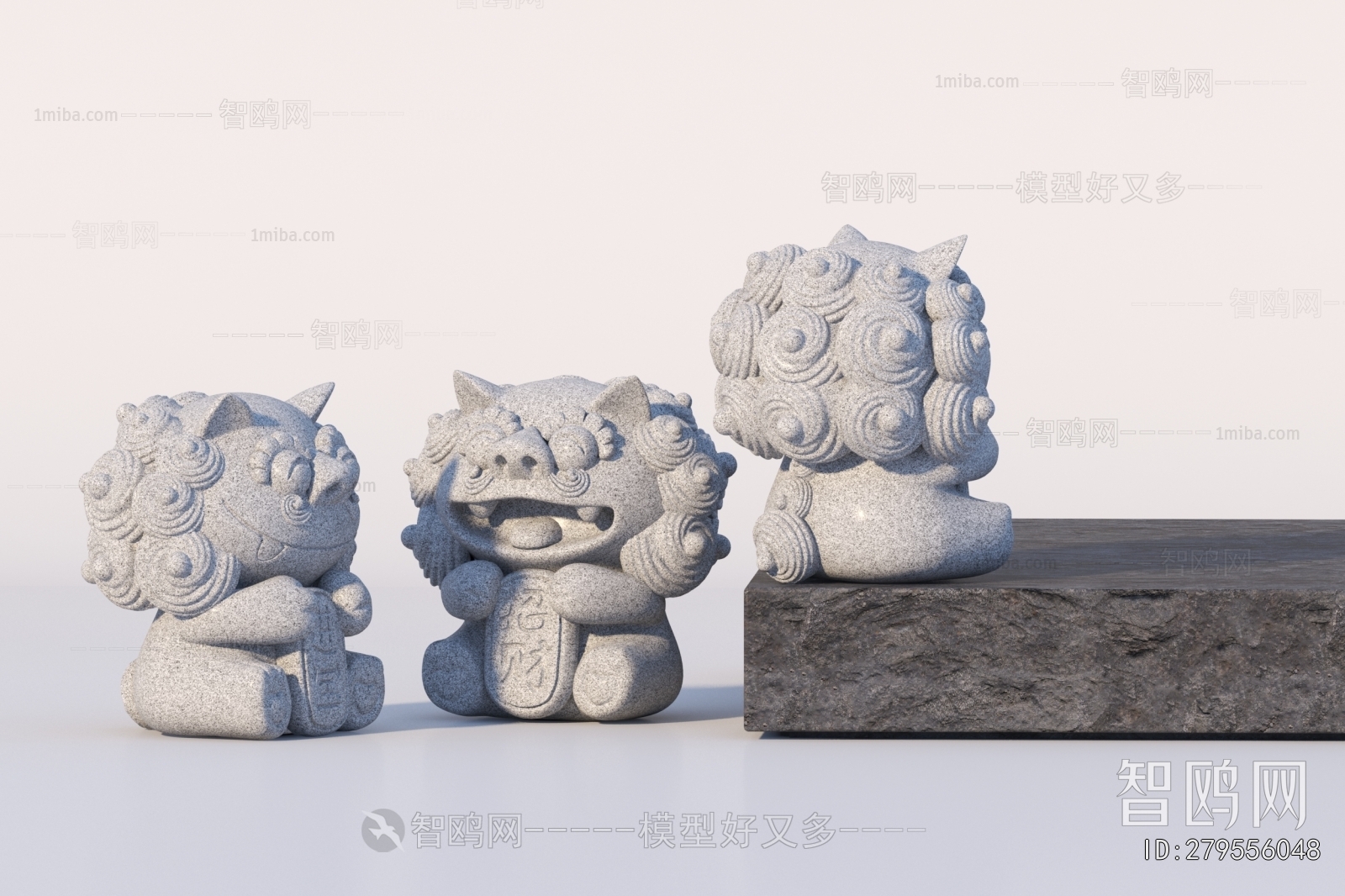 中式国潮可爱小石狮子茶宠雕塑小品