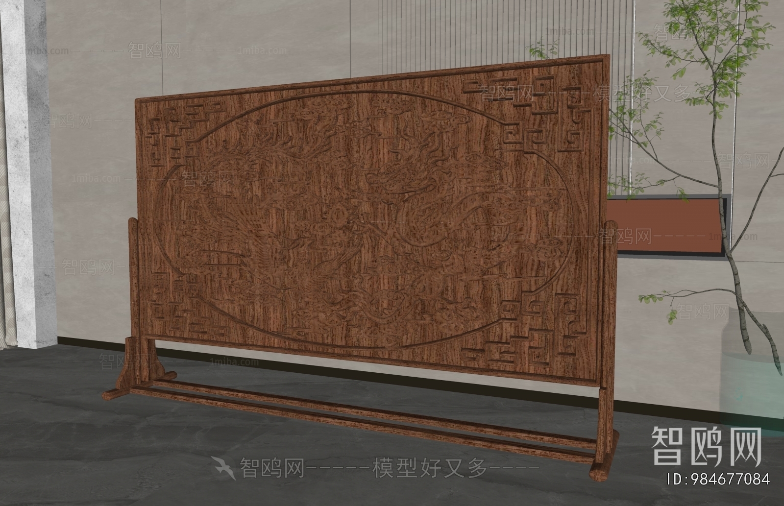 新中式木雕屏风隔断