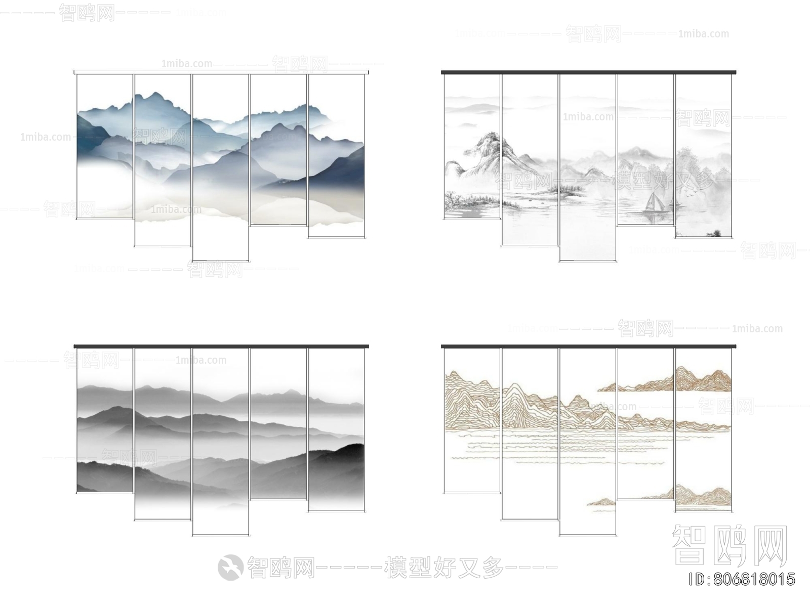 新中式山水帘窗帘