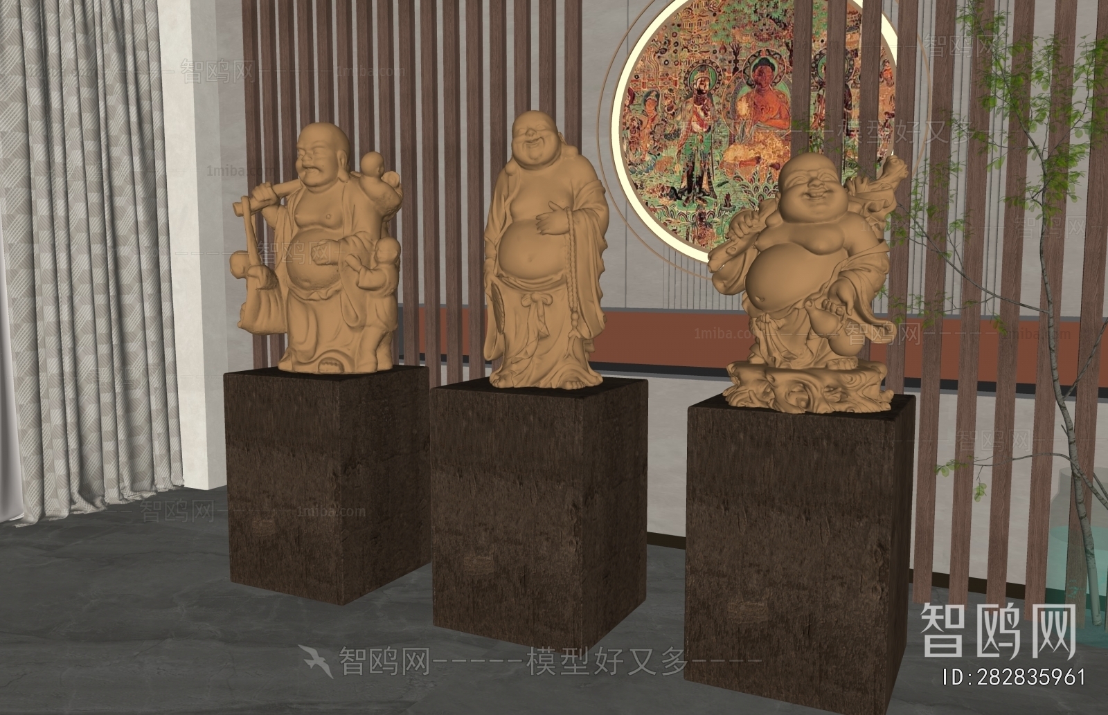 新中式镀金佛像雕塑摆件