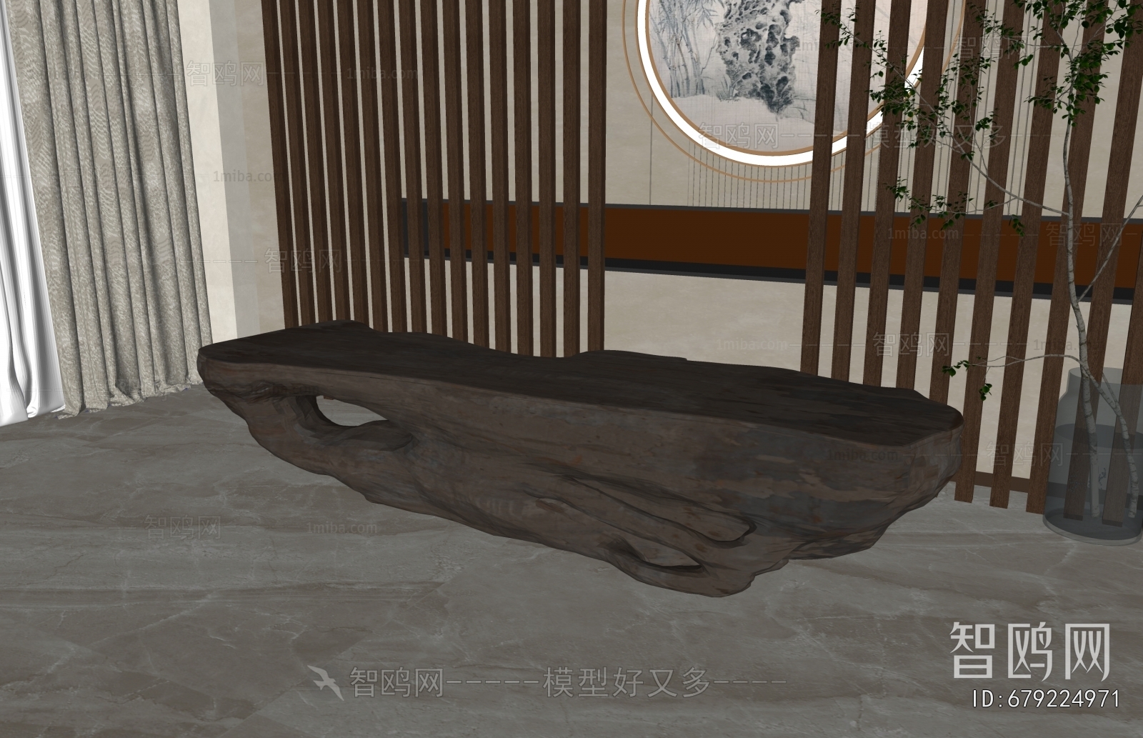 新中式石头长凳