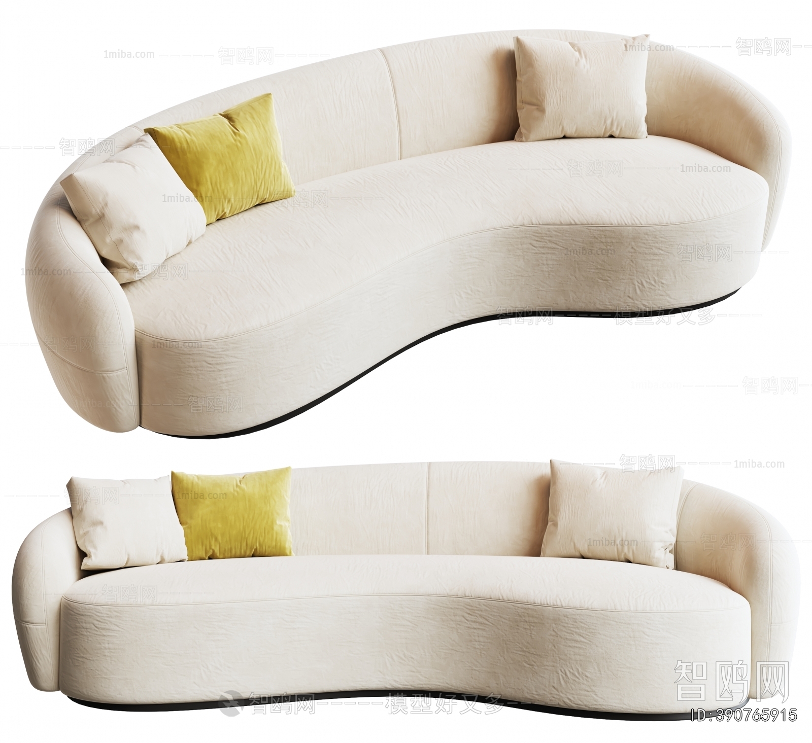 现代弧形沙发