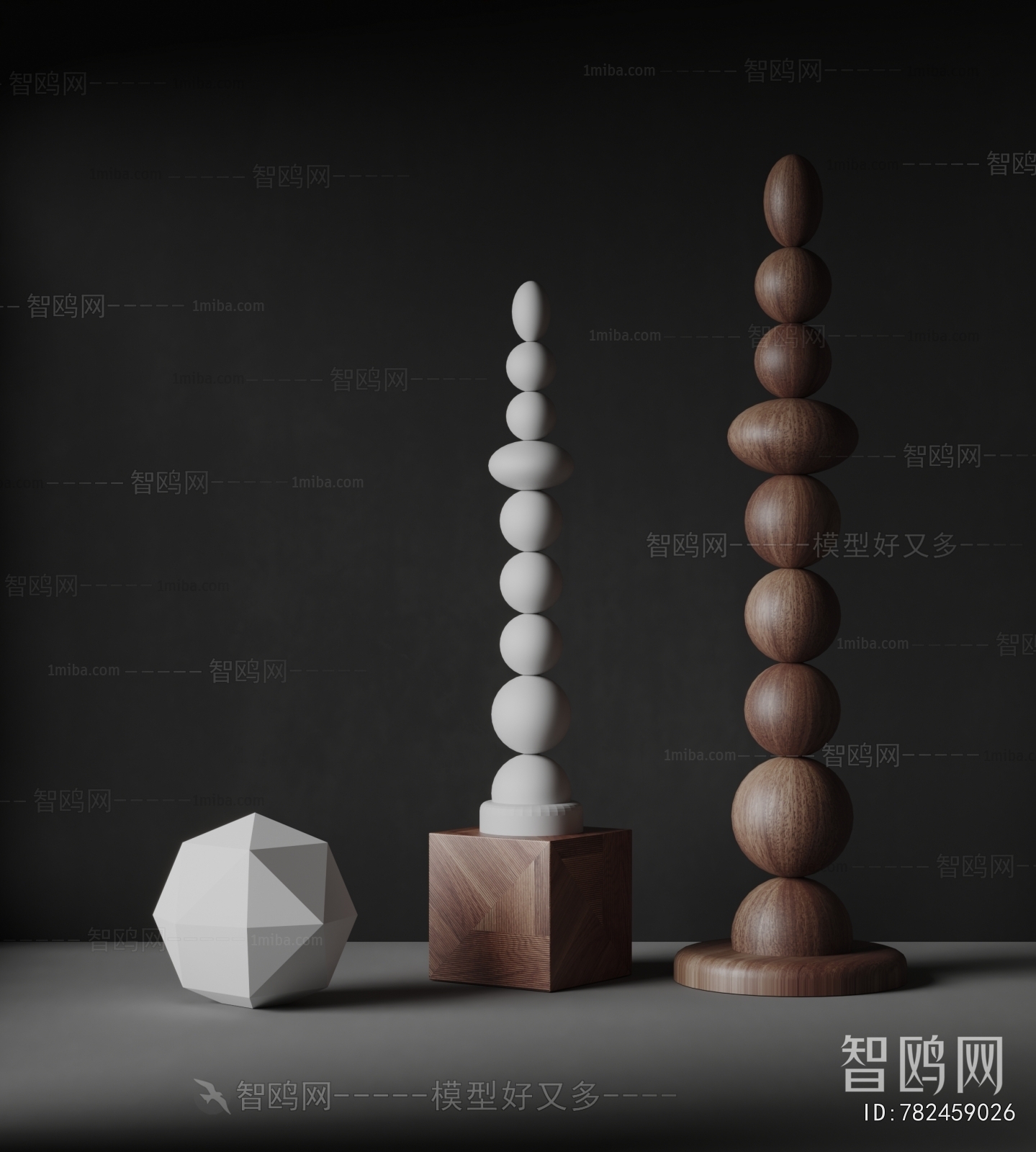 Mogg现代木雕雕塑3D模型下载