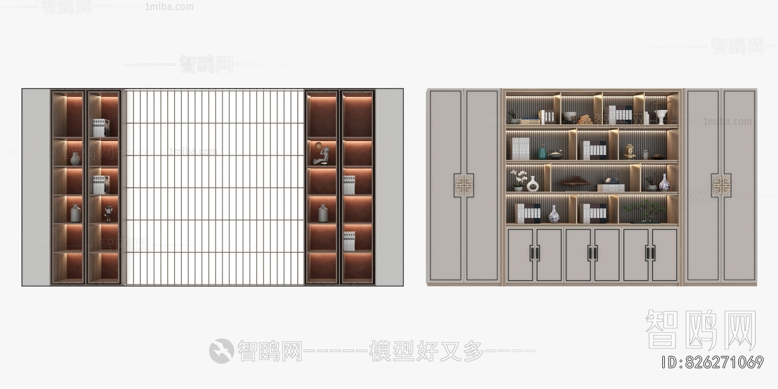 新中式书柜 装饰柜