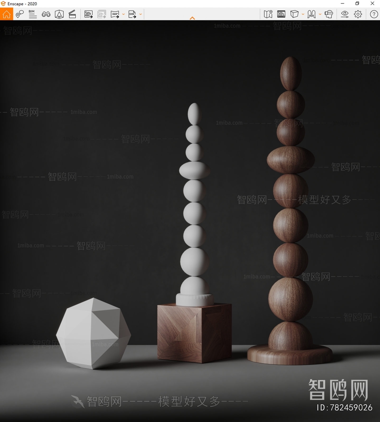 Mogg现代木雕雕塑3D模型下载