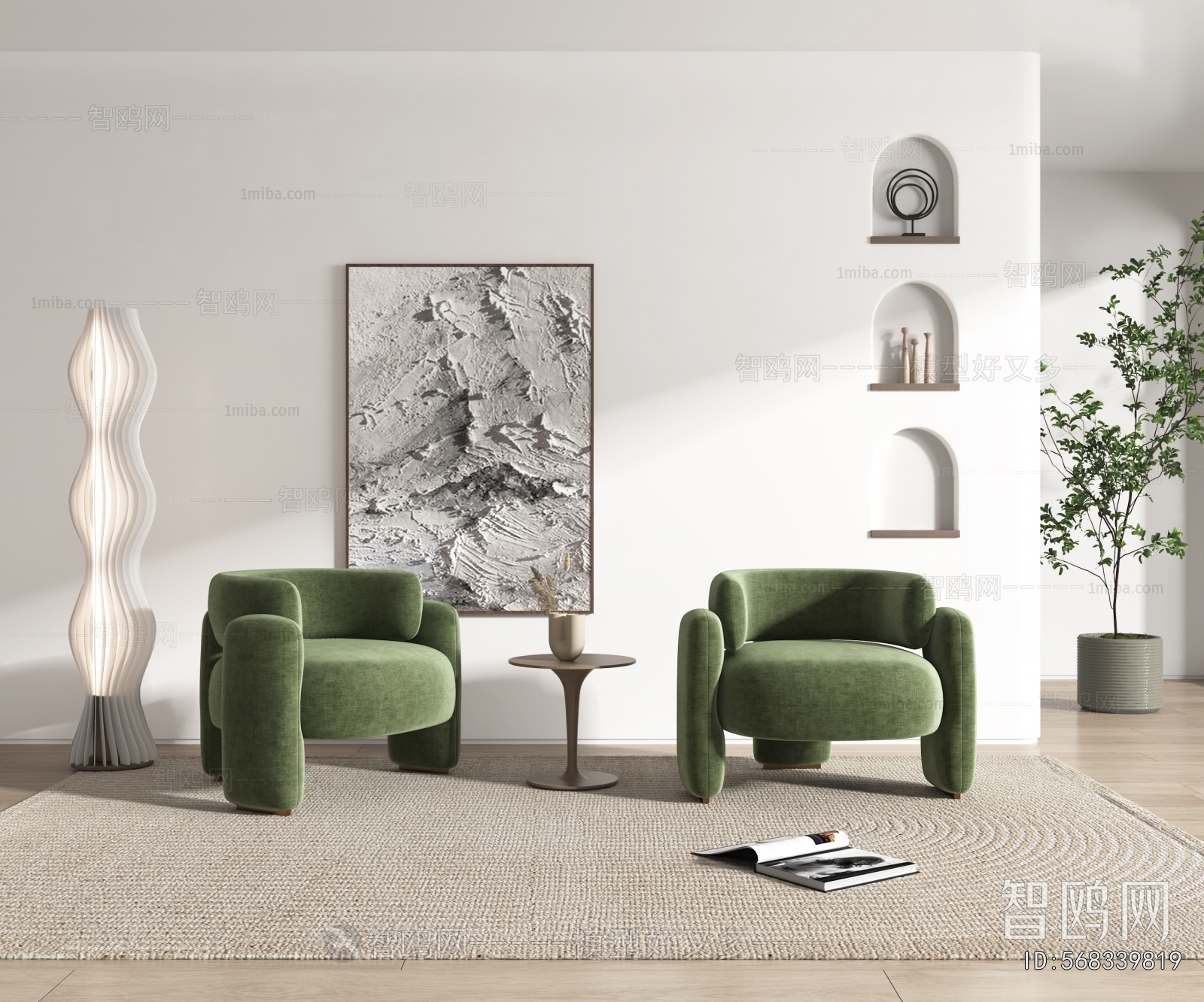 现代单人沙发3D模型下载