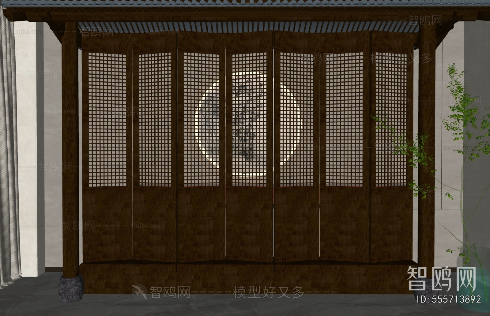 New Chinese Style Wooden Screen Partition